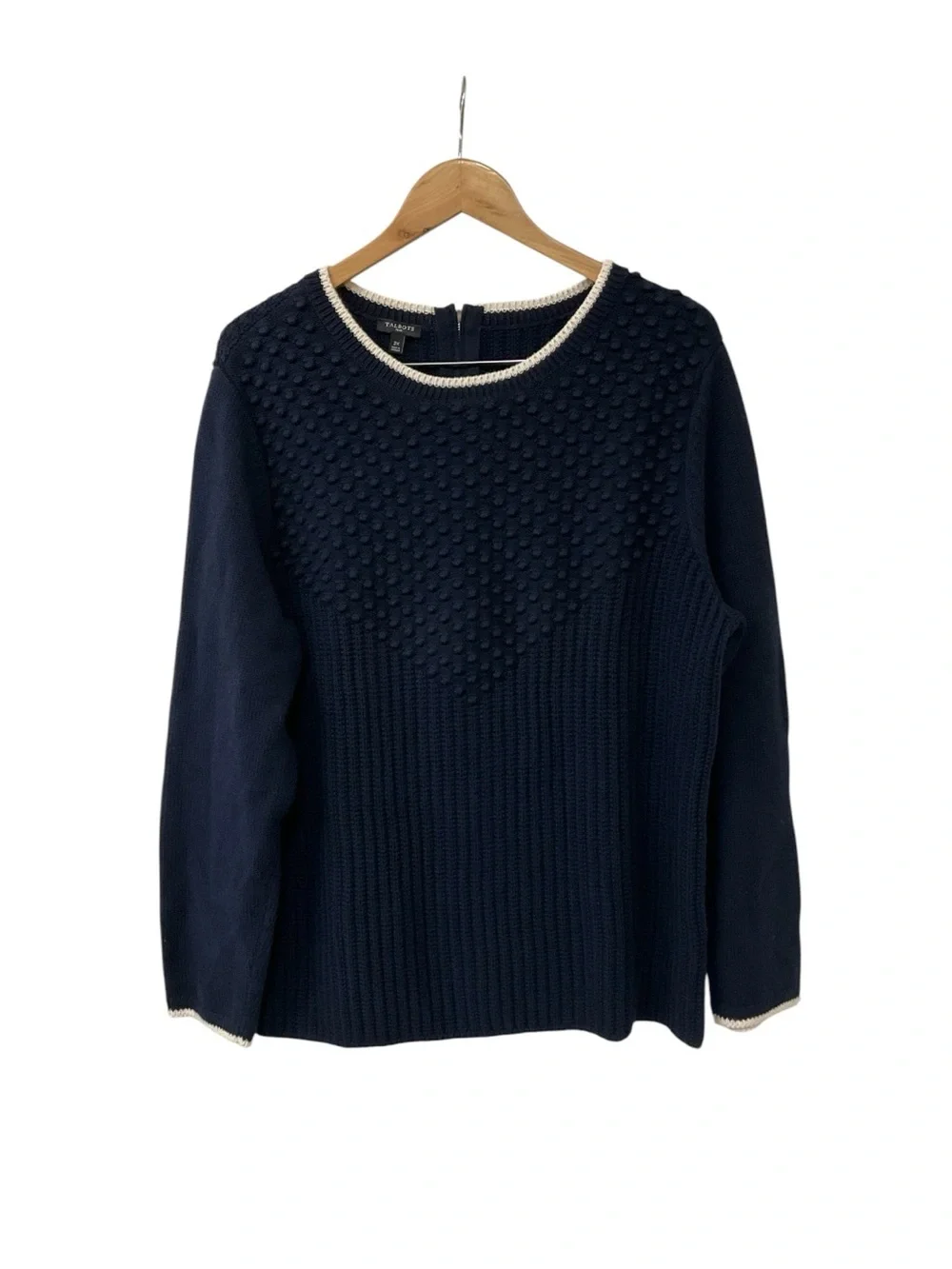 Talbot Textured Navy Cotton Sweater 2X - Picture 2 of 4